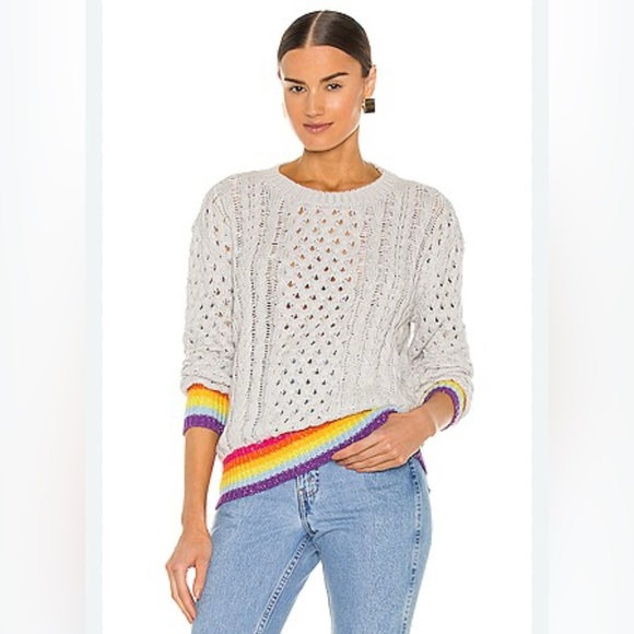 le superbe Sweaters - La Superbe Silver Lining Sinbad 95% Cotton 5% Cashmere Cable Knit Sweater